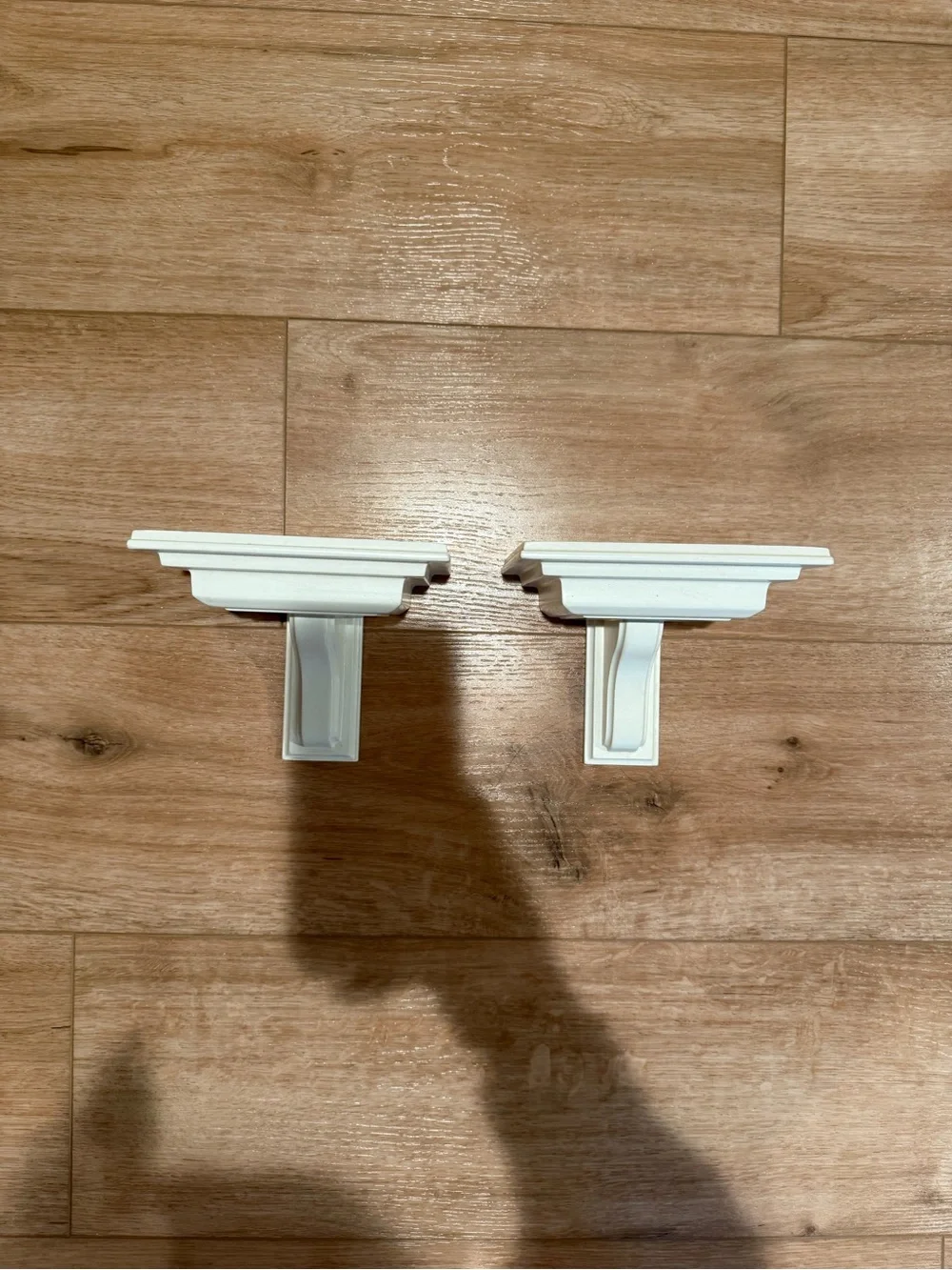 White wall shelves